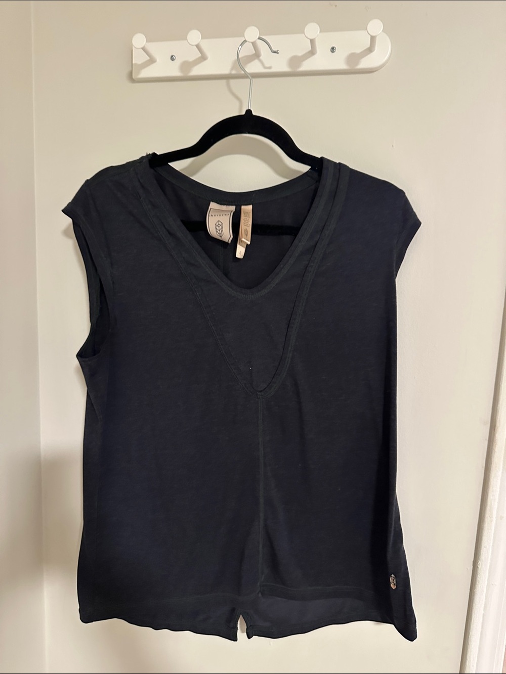Black V-Neck Cap Sleeve Tank Top